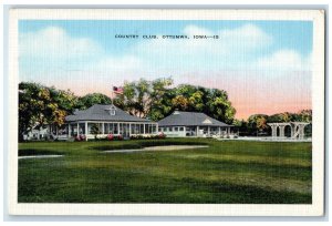 1941 Country Club Exterior Flowers Scene Ottumwa Iowa IA Posted Vintage Postcard