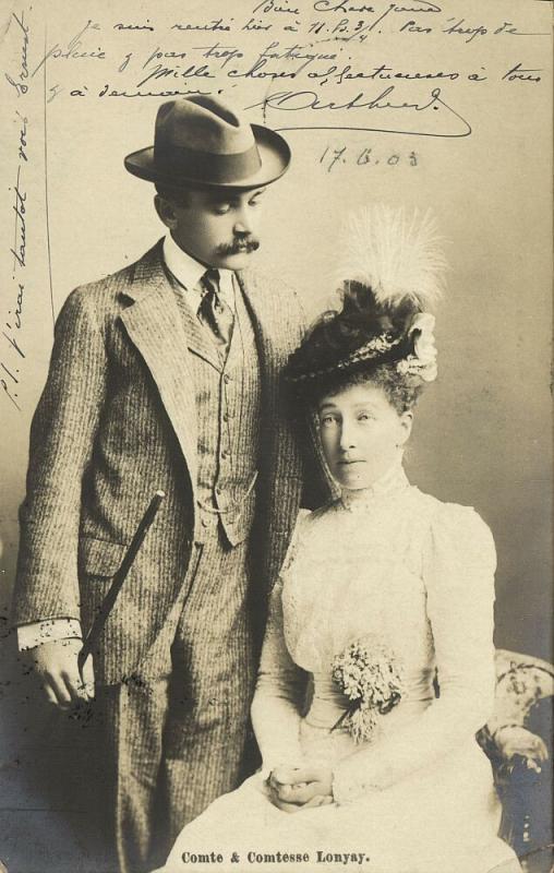 Elemér, Prince Lónyay de Nagy-Lónya and Princess Stéphanie of Belgium 1903 RPPC