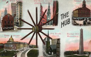 Vintage Postcard The Hub Old State House North Church Faneuil Museum Boston MA