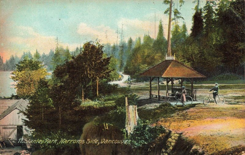 VANCOUVER BC CANADA~STANLEY PARK NARROROS SIDE-FAHRRAD-BICYCLE~1910s POSTCARD