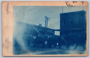 K45/ Kingfisher Oklahoma RPPC Postcard c10 Elephants Campbell Bros. Circus 288