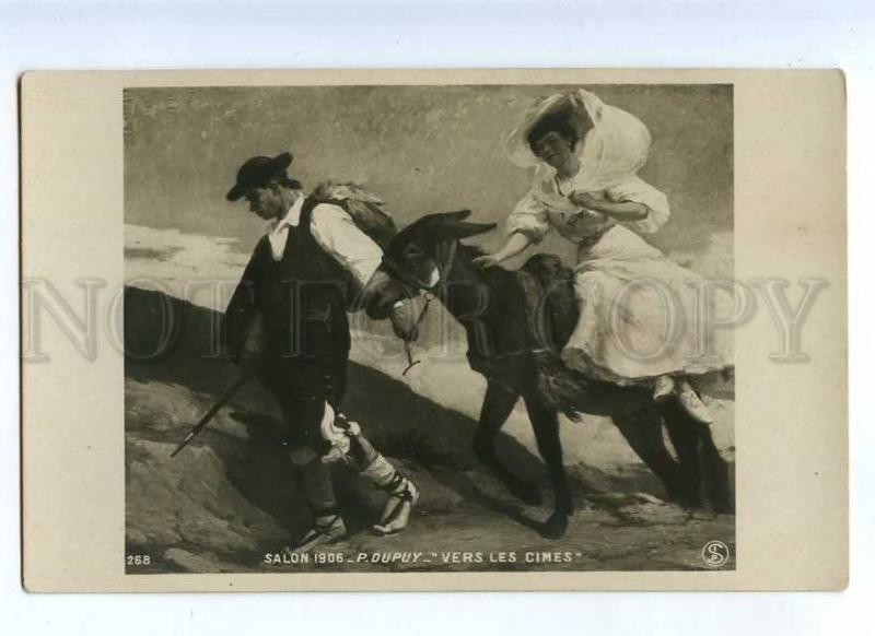 214946 BELLE Lady on DONKEY by DUPUY vintage SALON PC