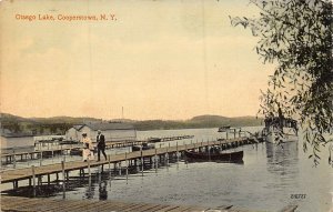 COOPERSTOWN NEW YORK OTSEGO LAKE-BOATS-DOCKS~CHARLES HUGHES 1910s POSTCARD