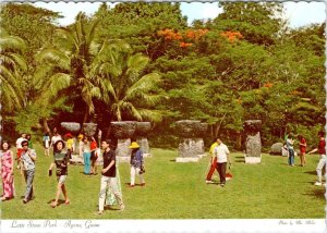 Agana Guam LATTE STONE PARK Ancient Mushroom Shaped Sculptures 1972 4X6 Postcard