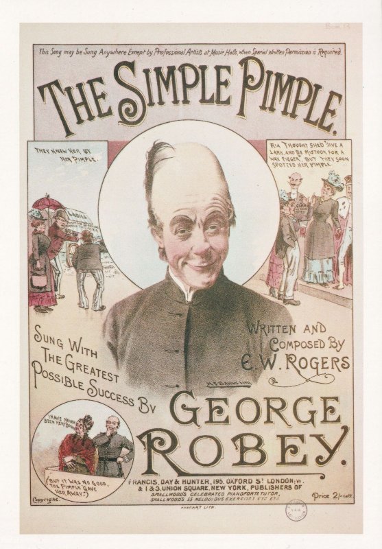 George Robey The Simple Pimple Giant Rare Postcard