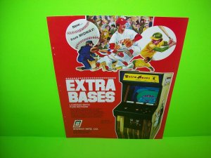 EXTRA BASES Arcade FLYER Original 1980 Video Game 1-Sided Artwork Baseball Theme