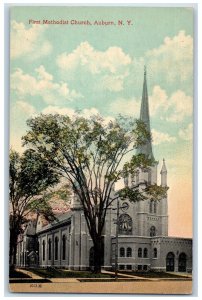 c1910's First Methodist Church Scene Auburn New York NY Unposted Postcard