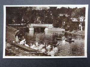 Kent HYTHE The Canal & Bridge showing Rowing Boats & Swans - Old RP Postcard