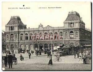 Postcard Old Grand Format Brussels North Tram Station 18 * 14 cm