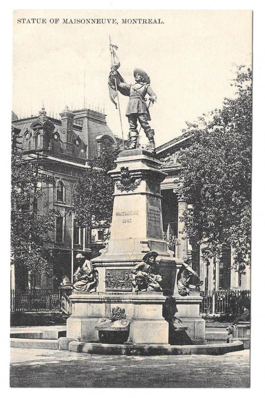 Canada Montreal Statue of Maisonneuve Place D'Armes Monument Postcard Vintage