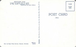 Vintage Postcard Kentucky Dam Largest Navigable Lower Tennessee River TN