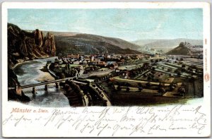 1910's Munster A. Stein Germany River Bridge Farms and Residences Postcard