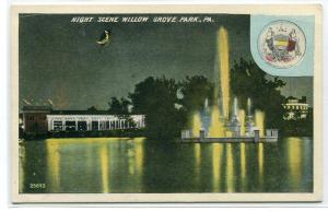 Electric Fountain Willow Grove Park Night Philadelphia Pennsylvania postcard