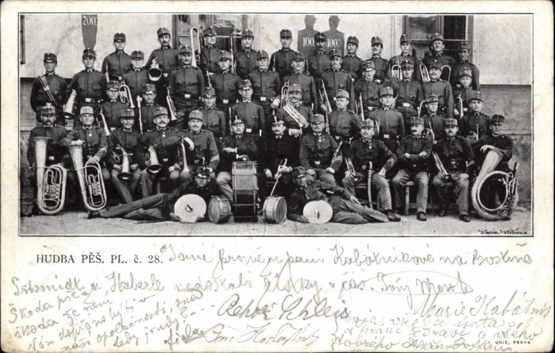 SLOVENIA Soldiers Military Band Orchestra Antique Postcard