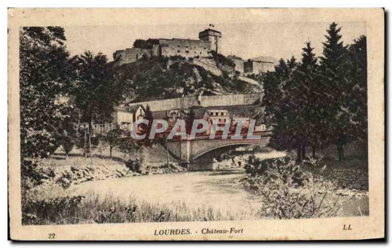 Old Postcard Lourdes Chateau Fort