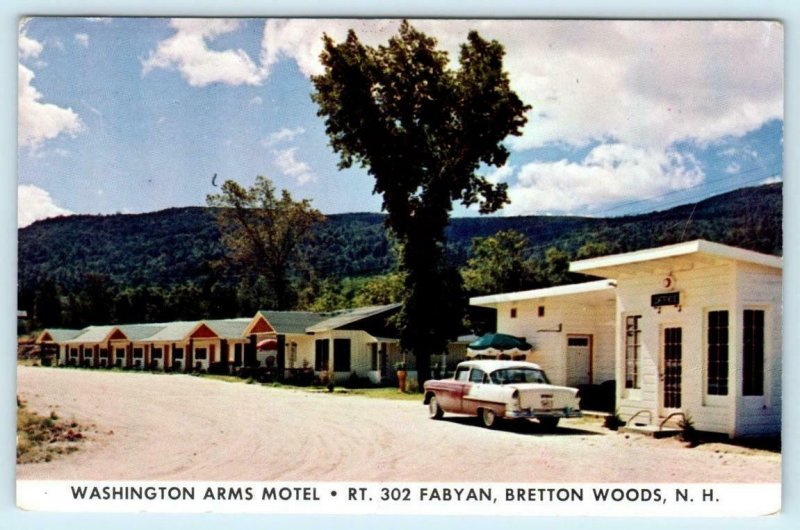 BRETTON WOODS, New Hampshire NH ~ Roadside WASHINGTON ARMS MOTEL 1950s  Postcard