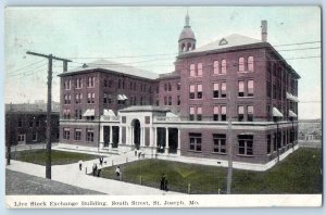 St. Joseph Missouri MO Postcard Live Stock Exchange Building South Street 1908