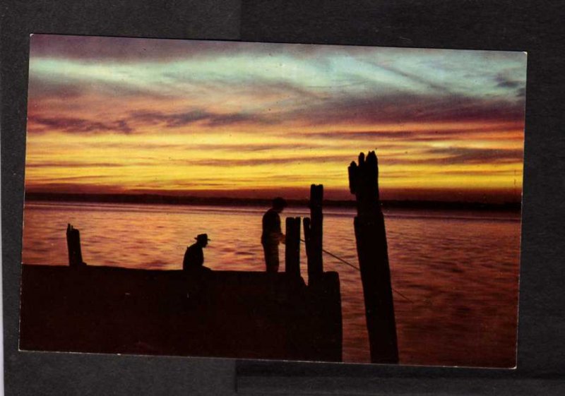 MD Lexington Park Fishing Sunset View Maryland Postcard