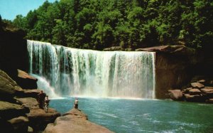 Kentucky, Fishing Below Cumberland Falls State Park Great Falls Vintage Postcard