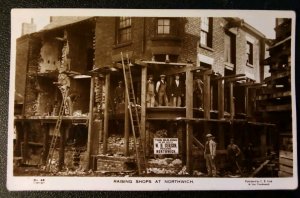Real Photo Postcard RPPC Post WWII Era Raising Shops At Northwich Great Britain