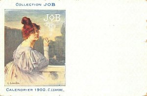 Calendrier 1900 Job Cigarettes Advertising Artist Signed  C. Leandre Postcard
