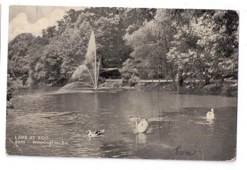 Lake at Zoo Wilmington DE 1908 Postcard