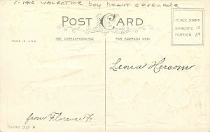 c1910 Valentine boy heart Serenade Postcard 25-10591