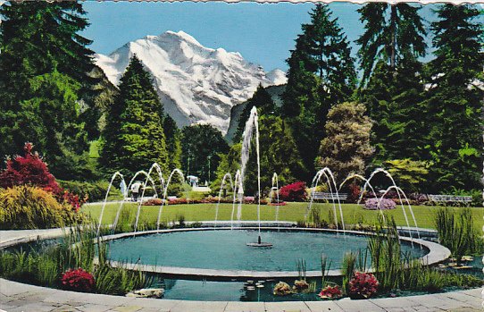 Switzerland Interlaken Kursaal-Garten und die Jungfrau 1959
