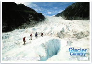 VINTAGE CONTINENTAL SIZE POSTCARD GLACIER COUNTY SOUTH ISLAND NEW ZEALAND