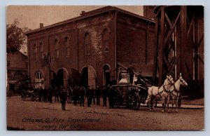 J89/ Ottawa Ohio Postcard c1910 Putnam County Fire Department Horses76