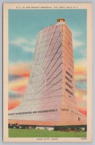 Kill Devil Hills North Carolina~Wright Memorial~Kitty Hawk~Linen Postcard