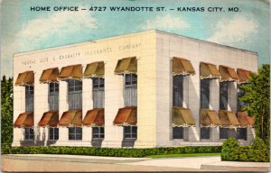 Postcard MO Kansas City - Home Office Postal Life & Casualty Insurance