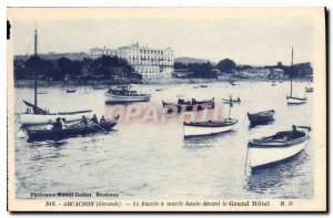 Postcard Old Gironde Arcachon Basin has high Maree front of the Grand Hotel