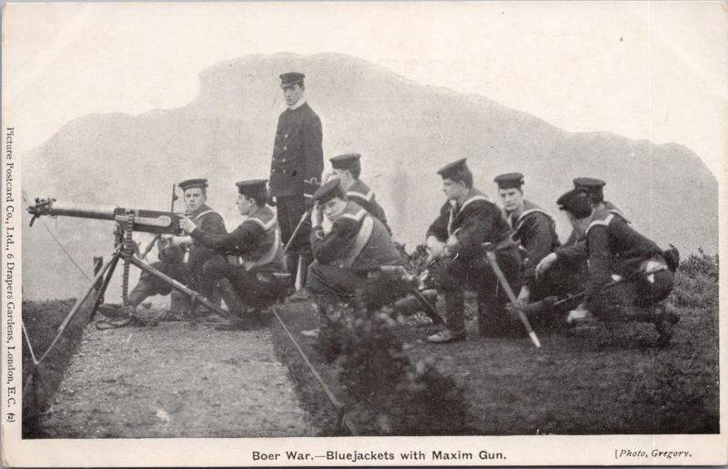 Boer War South Africa Bluejackets with Maxim Gun Soldiers Gregory Postcard E32