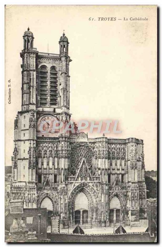 Old Postcard Troyes La Cathedrale