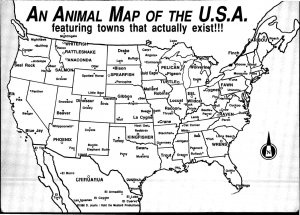 Postcard MAP Comic US An Animal  Map of the U.S.A.