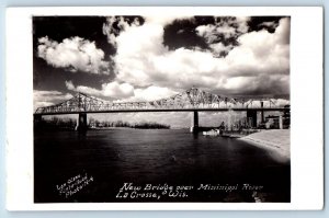 La Crosse Wisconsin WI Postcard RPPC Photo New Bridge Over Mississippi River