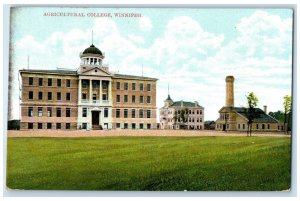 c1910 Agricultural College Building Winnipeg Manitoba Canada Postcard