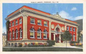 Public Library Freeport Illinois postcard