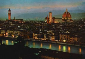 Postcard Firenze Panorama From The Square Michael Angelo Nocturn Florence Italy