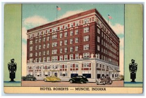 c1940's Dining Rooms, Hotel Roberts Muncie Indiana IN Unposted Postcard