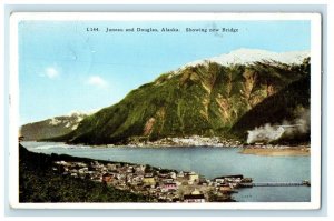 Juneau And Douglas Alaska AK, Showing New Bridge Posted Vintage Postcard 