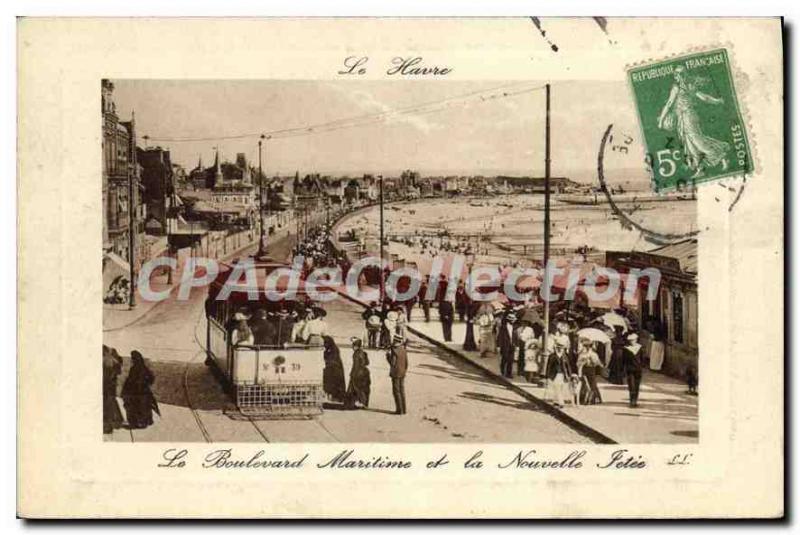 Old Postcard Le Havre Maritime Boulevard and New Jetee