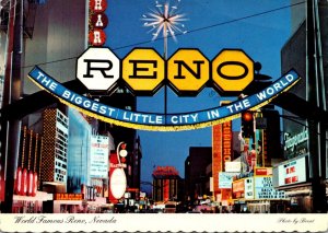 Nevada Reno At Night From The Arch Looking Down Virginia Street 1980