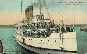 C1910 CPR SS Princess Victoria Pacific Coast Service Valentine Postcard 22-10912