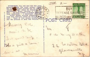 Greetings From Pitssburg Pennsylvania PA Large Letters Linen Postcard PM Cancel