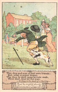 Vintage Postcard 1910's This Dog and Man at First Were Friends Comic
