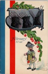 Washington's Birthday February 22nd L&E Serie 2228 Embossed Postcard G65