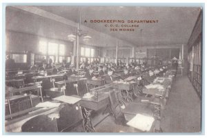 c1910's A Bookkeeping Department CCC College Des Moines Iowa IA Antique Postcard