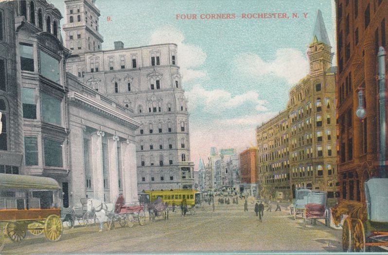 Rochester NY, New York - Four Corners during Horse and Buggy Days - DB